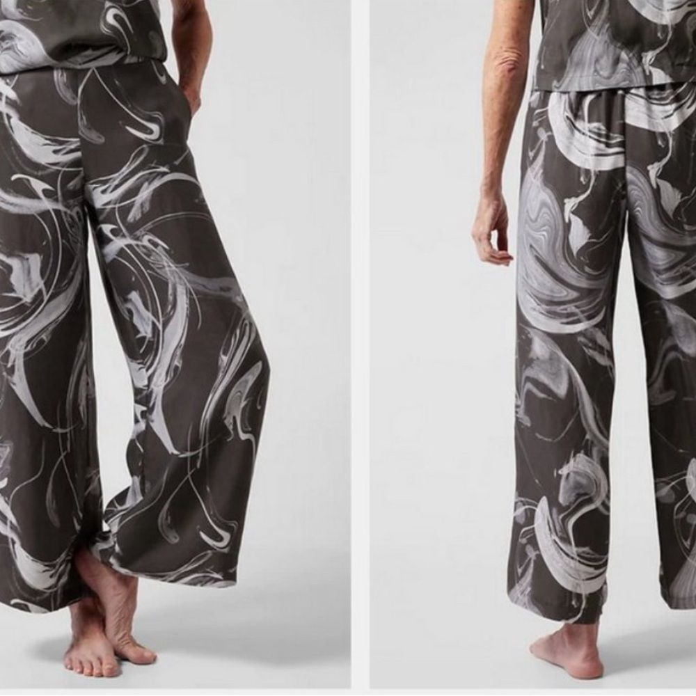 Athleta Black and White Swirl Pajama Pants